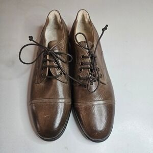 UGG Collection Made in Italy Womens Brown Leather Shearling Lined Oxford Shoes 9